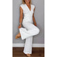 ⏳Begrenzte Zeit 50% Rabatt💥Elegantes Damen-Set aus Oberteil und Hose mit V-Ausschnitt