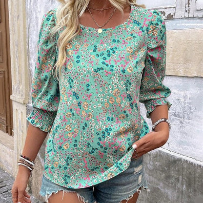 ⏳Begrenzte Zeit 50% Rabatt💥Lässiges bedrucktes Damen-Rundhals-Top