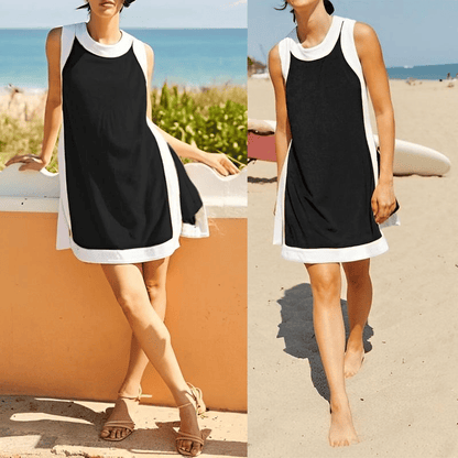 💃Sommer-Hot-Sale 50 % Rabatt💓Damen-Freizeit-Oberteile mit Farbblock-Design, ärmellos, passend zu Shorts mit Taschen