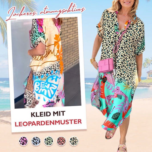 ⏳Begrenzte Zeit 50% Rabatt💥Lockeres, atmungsaktives Kleid mit Leopardenmuster