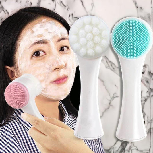 [Das beste Geschenk für sie] 2-in-1-Gesichtsreinigungsbürste mit weichen Borsten und Silikon für die Hautpflege