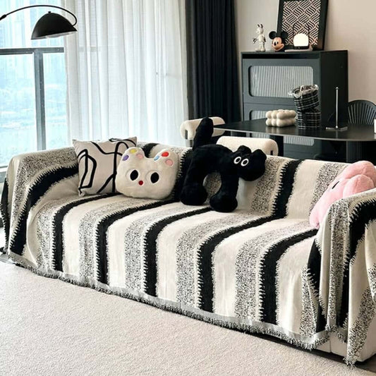 🛋️ Weicher gestreifter Chenille-Sofaüberwurf – Atmungsaktiv & Stilvoll für jede Jahreszeit 🌤️