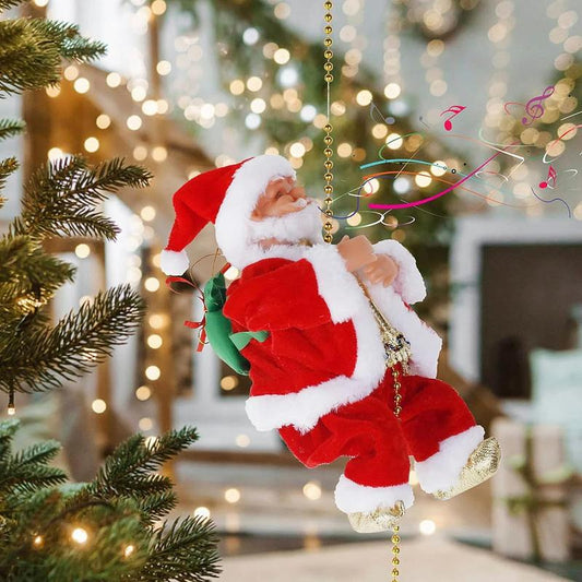 🎅Elektrischer Kamin mit kletterndem Weihnachtsmann und Musikspielzeug