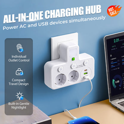 🎉50% Rabatt! 🔌 Intelligente Steckerleiste mit USB & Nachtlicht – Vielseitig & Sicher!