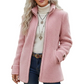 Damen-Plüschjacke mit Stehkragen und Taschen