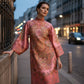 Elegantes Damenkleid mit Print und Stehkragen