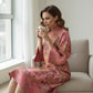 Elegantes Damenkleid mit Print und Stehkragen