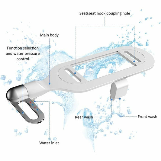 Nichtelektrischer, hygienischer, selbstreinigender Bidet-Aufsatz für Toiletten mit Doppeldüse