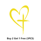 Glitter Heart Cross Car Decal Sticker