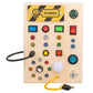 🧩 Montessori-Aktivitätsbrett aus Holz mit LED-Beleuchtung | Sensorisches Reisespielzeug für Kleinkinder