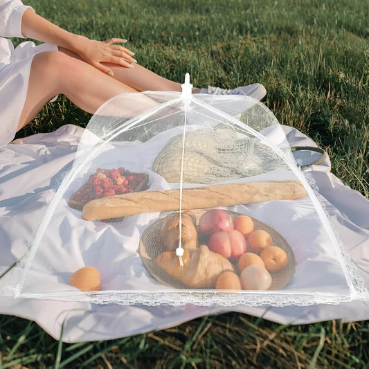 !⏰ Mesh-Pop-up-Schutz für Speisen – lässt sich flach zusammenfalten, mit Reißverschluss und aus Netzgewebe – schützt vor Fliegen, Insekten und Staub – perfekt für Picknicks, Grillpartys oder Mahlzeiten auf der Terrasse 🍉