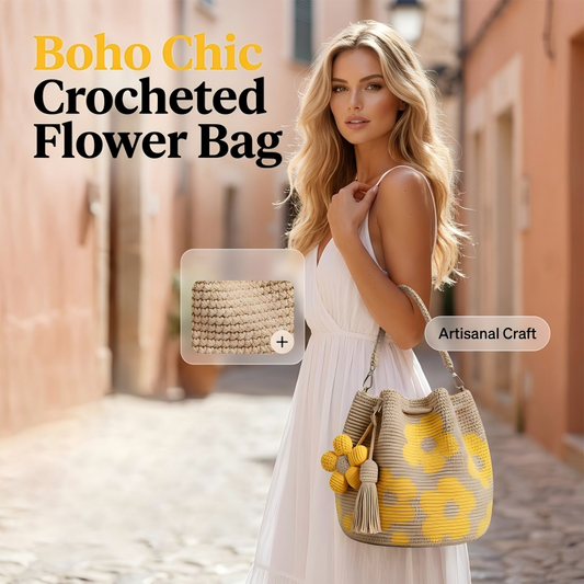 🌞Frühlingserwachen: 50% Rabatt!🌼Gehäkelte Damen Bucket Bag mit Blumenmuster – Leichte Boho-Schultertasche für Sommer und täglichen Gebrauch