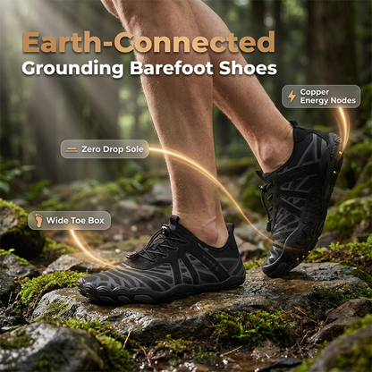 🚶 Chaussures de Marche Grounding Semelle Zéro Drop – Large Boîte à Orteils et Nœuds Énergétiques !