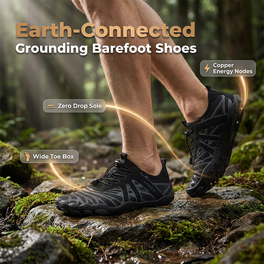 🚶 Chaussures de Marche Grounding Semelle Zéro Drop – Large Boîte à Orteils et Nœuds Énergétiques !