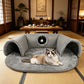 🐱🛤️ 50% RABATT! Plüsch-Katzenbett mit Tunnel – 2-in-1 Katzenhaus zum Kuscheln, Spielen & Verstecken 🏠