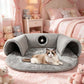 🐱🛤️ 50% RABATT! Plüsch-Katzenbett mit Tunnel – 2-in-1 Katzenhaus zum Kuscheln, Spielen & Verstecken 🏠