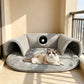 🐱🛤️ 50% RABATT! Plüsch-Katzenbett mit Tunnel – 2-in-1 Katzenhaus zum Kuscheln, Spielen & Verstecken 🏠