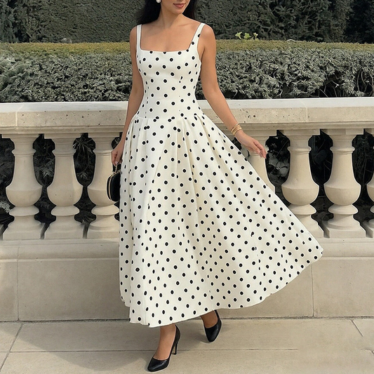 Vintage-A-Linien-Kleid mit Polka-Dots für Damen