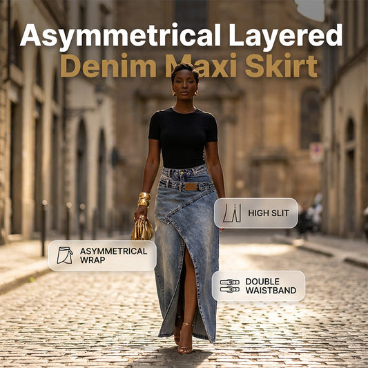 🔥 NEU + 50% RABATT + 50.000+ verkauft 🔥✨Damen Denim-Maxirock mit mehrlagiger Taille
