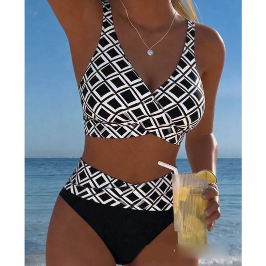 Zweiteiliges Bikini-Set für Damen mit hoher Taille