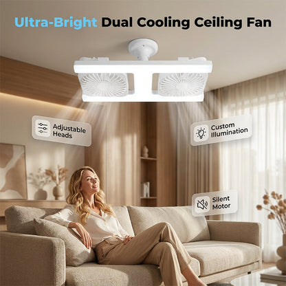 📢📢 50 % RABATT !! ⏰Deckenventilator mit Doppelkopf und LED-Licht – modernes Design mit Fernbedienung für Wohnzimmer & Schlafzimmer