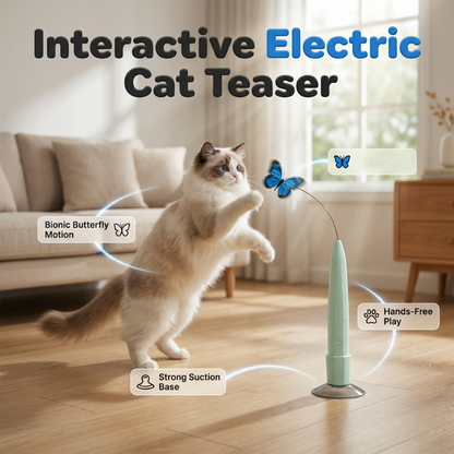 Electric Suction Cup Cat Teaser with Rotating Butterfly