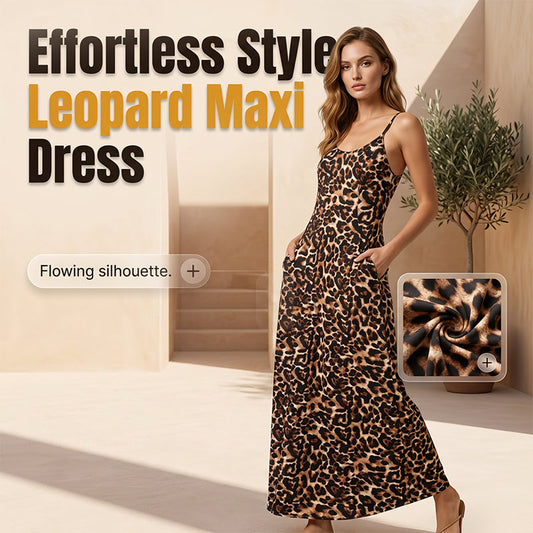 👗 50% RABATT! 💃 Damen Maxikleid mit Leopardenmuster – Spaghettiträger & bequeme Passform – Perfekt für Sommer, Strand oder Urlaub – wild & elegant zugleich 🌿☀️🐆