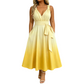 👗Elegantes Damenkleid mit V-Ausschnitt, Farbverlauf und Taschen