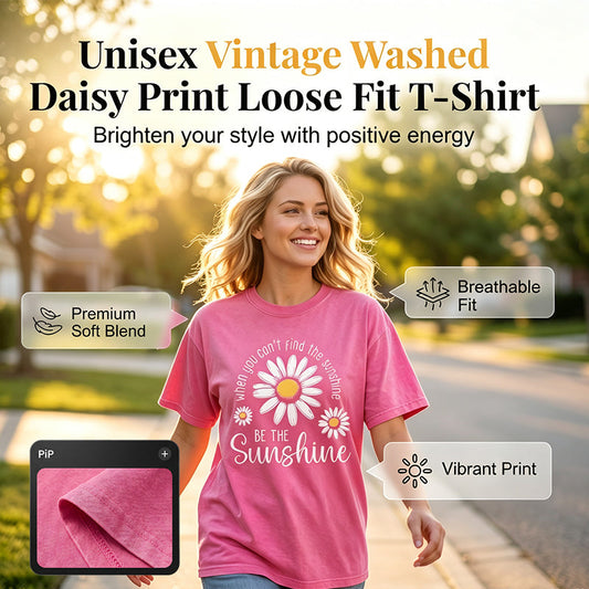 ☀️🌸 Vintage-Gänseblümchen-Shirt mit lässiger Passform