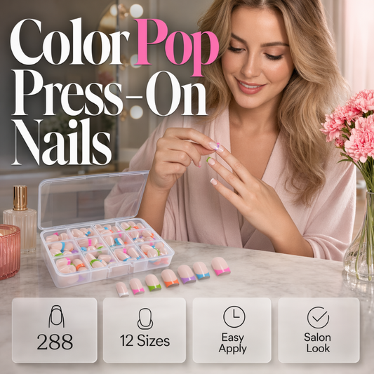 🥳2026 HOT SALE🥳💞50K+ SOLD!💅✨ 50% OFF!🎁 Color Pop Press-On Nails🎨Free handheld mini UV nail lamp💡