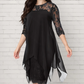 💕Elegantes Damenkleid mit asymmetrischem Saum und Spitzenbesatz