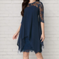 💕Elegantes Damenkleid mit asymmetrischem Saum und Spitzenbesatz