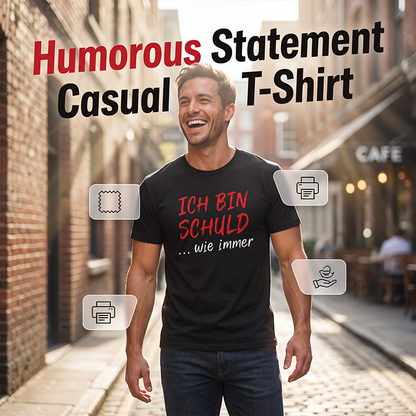 🔥Witziges deutsches Slogan-T-Shirt für Herren, schwarz, Kurzarm, Rundhalsausschnitt
