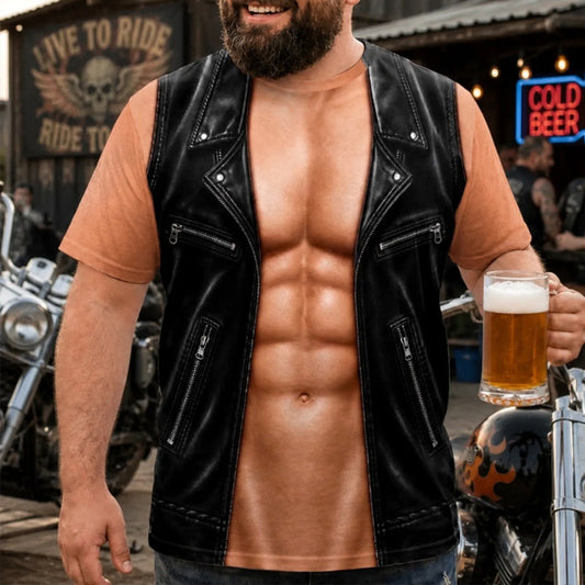 ❄️Sommerfrische 50 % Rabatt!✨Lustiges Herren-T-Shirt mit Fake-Muskelprint – Auffälliges Party-Shirt für BBQ, Motorradtouren, Partys & als Geschenk