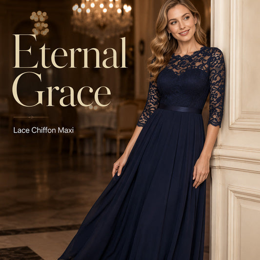 Women's Elegant Lace Bodice Maxi Dress