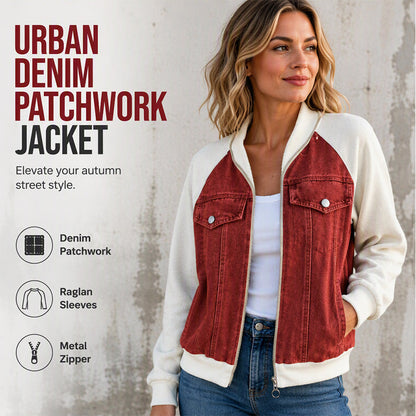 🎁Neuheiten 58 % Rabatt💥Kreative Denim-Splicing-Jacke für Damen 🧥 – Ausgefallene Streetwear für coole Alltags-Looks