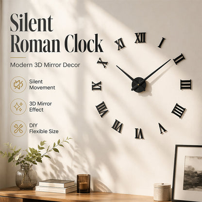 3D DIY Large Roman Numeral Wall Clock