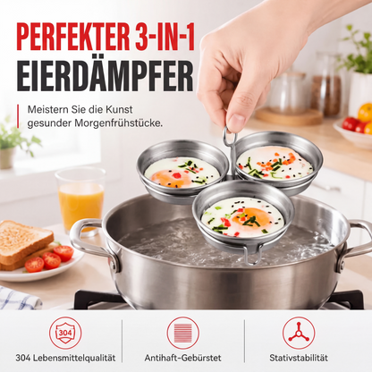 3-in-1-Edelstahl-Pochierform für Eier