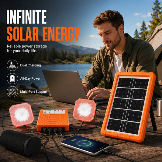 Tragbares Solarstromsystem mit 2 LED-Leuchten