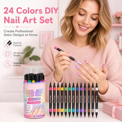 💕Letzter Tag – 50 % Rabatt🌈 24 Farben, doppelseitige Nagellackstifte, Set 5