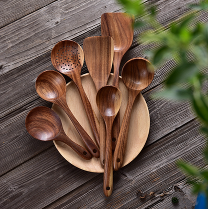 🌿 Natürliches, umweltfreundliches Kochutensilien-Set aus Holz – 100 % Naturholz, schonend für Töpfe & Beschichtungen