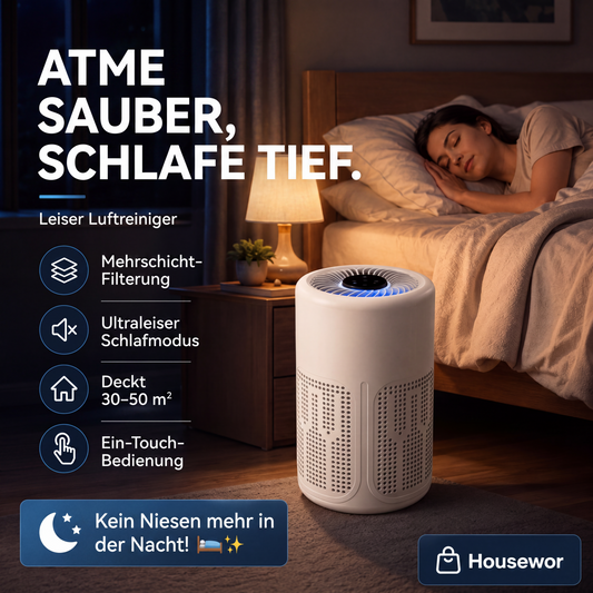 🥳2026 HEISSER VERKAUF🔇 50% RABATT! Geräuscharmer Luftreiniger – Mehrschichtige Filtration, ultraleiser Schlafmodus. Deckt 30–50 m² ab, Bedienung per Knopfdruck. Atmen Sie saubere Luft, ruhen Sie sich entspannt aus. Kein nächtliches Niesen mehr! 🛌✨