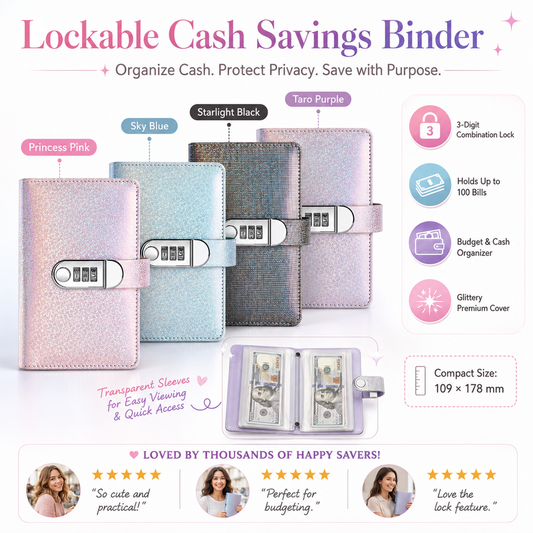 Lockable Glitter Budget Binder for Cash Savings