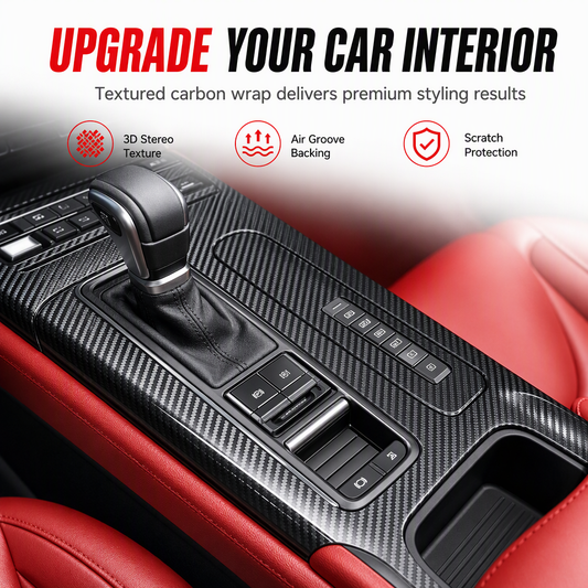 🎁 Carbonfaser-Innenraumfolie fürs Auto, 3D/6D selbstklebende Schutz- und Dekorfolie für Konsole und Zierleisten