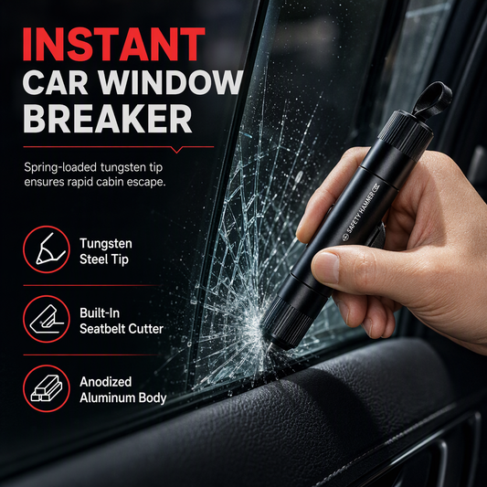 🚗 Mini-Notfall-Hammer für Auto – Fensterbrecher & Gurtschneider, sofort einsatzbereit