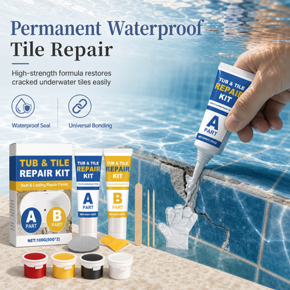Reparaturset für Keramikfliesen und Marmor mit AB-Klebstoff, Schaber, Schleifpapier und Acryl zum Füllen von Rissen und Fugen