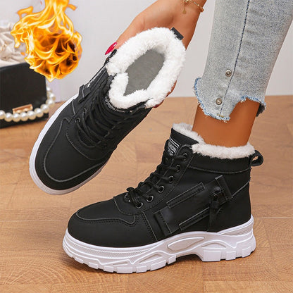 Wärmende Damen-Stiefeletten mit Plüschfutter für den Winter