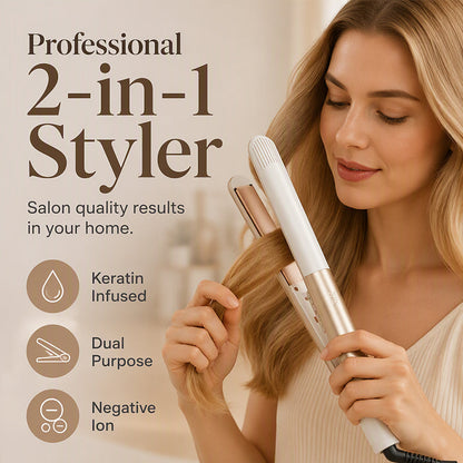 💗 2-in-1 Haarglätter & Lockenstab – Für glatte Haare und traumhafte Locken