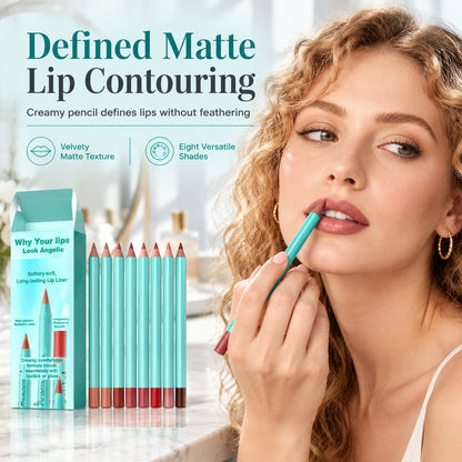 8 Piece Matte Lip Liner Pencil Set Waterproof Long Lasting Silky Lip Makeup Kit