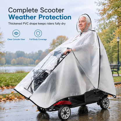 Verdickte, extra große, wasserdichte PVC-Abdeckung und Poncho für Senioren-Elektromobile und vierrädrige Elektrofahrzeuge